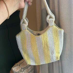 Yellow and White Beaded Women's purse